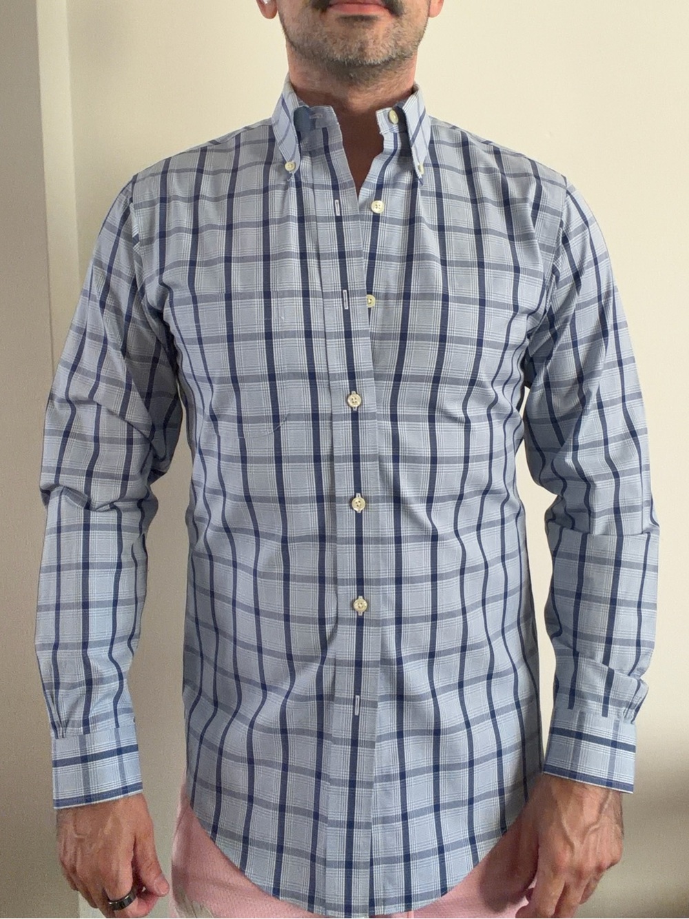 Brooks Brothers Classic Blue Windowpane Button-Down Men's Shirt